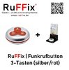 RuFFix ® 3 Tasten - Funkbutton silber/rot inkl. Aufsteller